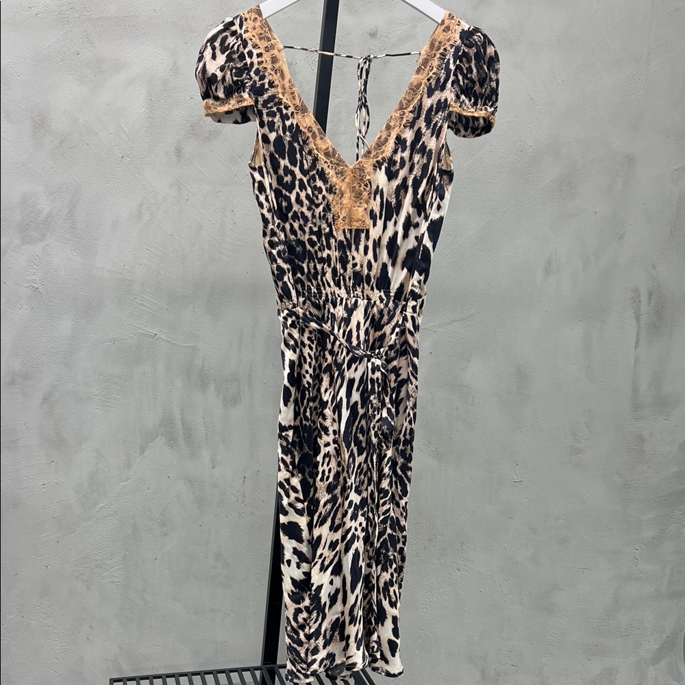 Little Joe Leopard Print V-Neck Dress